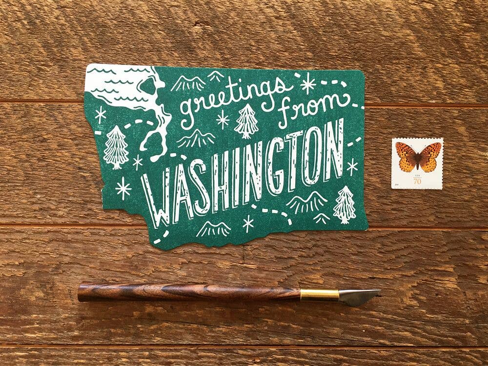 Washington Die Cut State Postcard - Wren + Finn