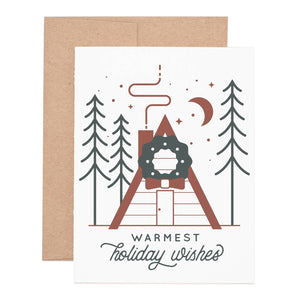 Warmest Holiday Wishes Cabin Greeting Card - Wren + Finn