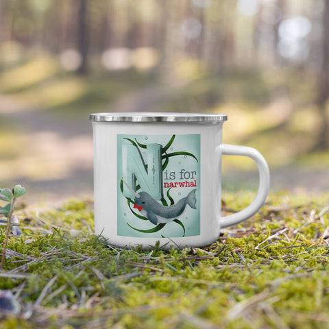 Gentleman Narwhal Enamel Mug - Wren + Finn